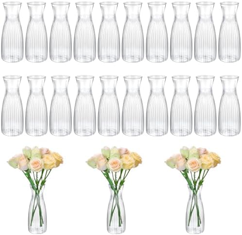 20 Pcs Plastic Bud Vases Bulk Small Plastic Vases, Clear Container for Flowers Height Shatterproof Bud Vase, Mini Vintage Floral Vase for Home Decor, Living Room, Office Decoration, Housewarming Party by Molain