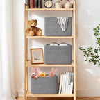 Storage Baskets for Organizing, 4 Pack Baskets for Shelves, Decorative Storage Bins for Shelves, Cotton Rope Storage Basket with Handles, Woven Basket for Storage, 13''Lx8.7''Wx7.9''H, Gray - Image 2