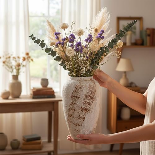 Large Ceramic Vase, 11.8 Inch Minimalist Decorative Farmhouse Vase for Home Decor, Living Room, Shelf Decor, Entryway, Wedding, Table Decoration - Image 4