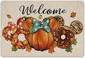 Welcome Fall Pumpkin Decorative Front Door Mat, Autumn Wreath by Tailus