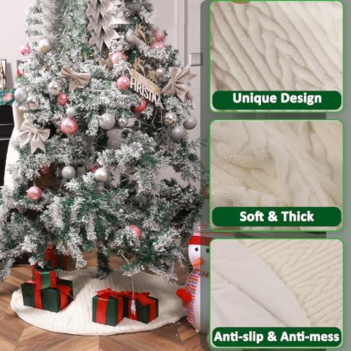 Christmas Tree Skirts 36inch White Faux Fur Xmas Tree Skirt for Christmas Decoration New Year Party Holiday Decorations - Image 3