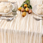Ivory Cheesecloth Table Runner Farmhouse Fall Table Runner 10ft, 12 Pack - Image 3
