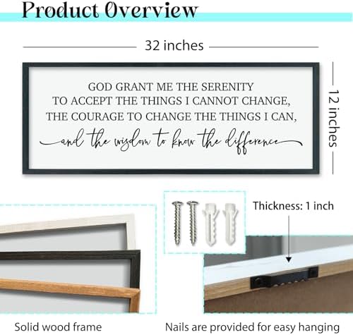 ZZJJHYWGQ Serenity Prayer, Bible Verse Wall Decor, 32''×12'', Black - Image 2