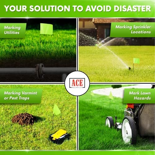 Fluorescent Lime Marking Flags 1000 Pack - 4x5x15 Inch Marker Flags for Outside - Markers For Lawn, Irrigation, Landscaping, Survey & Sprinkler Head Marking - Image 5