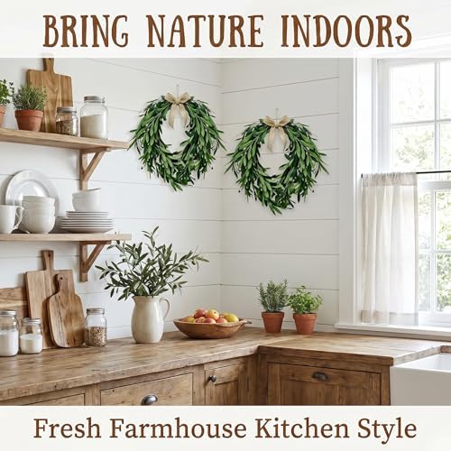 Heart Shaped Artificial Olive Leaf & Fruit Wreath (2PS 16in) - Image 3