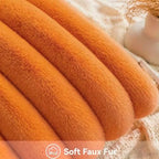 Faux Fur Decorative Throw Pillow Covers 20x20 Set of 2, Orange - Image 6