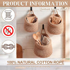 Honeydak 3 Hanging Baskets, Light Linen, Barrel, Cotton Rope - Image 5