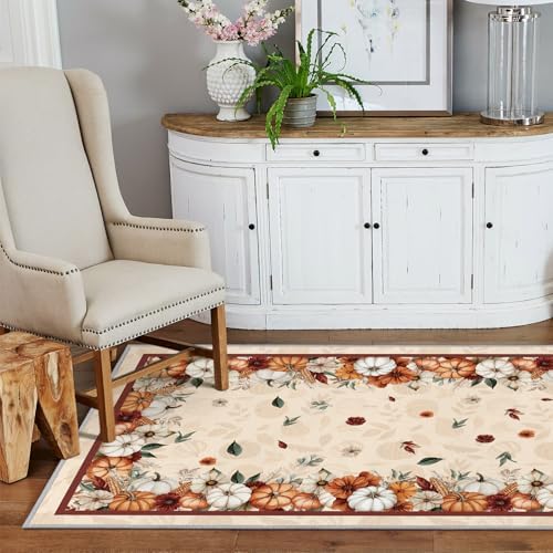 Artoid Mode Pumpkins Floral Corns Fall Area Rug 3x5 Feet - Image 4