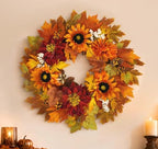 24" Large Red Flowers Fall Wreaths for Front Door by Devonwide