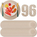 Buryeah 96 Pieces 13 Inch Christmas Round Placemats Circle Woven Place Mats Boho Decor Dining Table Mats Table Scape Hosting Friends for Wedding Birthday Dinner Parties (Beige) by Buryeah