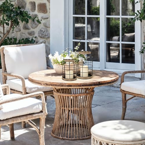 Rustic Farmhouse Decorative Lantern Set of 2, Boho Lanterns with LED Candles, Modern Farmhouse Indoor Outdoor Decor for Living Room Patio Porch Fireplace Kitchen Dining Table Centerpiece - Image 6