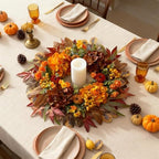 HipTree 24 Inch Fall Wreath for Front Door with Hydrangea&Velvet Pumpkin - Image 6