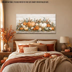 WAXWHELK Pumpkin Fall Canvas Wall Art, Autumn Thanksgiving Rustic Farmhouse Painting Pictures, Floral Pumpkin Artwork for Living Room Bedroom Home Decor (20"x40") - Image 4