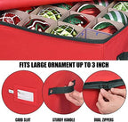 Christmas Ornament Storage Box, 4 Individual Trays Xmas Storage Container, Fits 64 Ornaments Decoration Balls, Constructed of Durable Polyester Material (Red) - Image 5