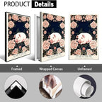 Chinese Lunar Year of the Pig Art Print – Oriental Home Decor with Generous Diligent Compassionate Sociable Pink Peony Pattern Zodiac Wall Decor 24X36 in Black Framed - Image 2