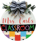 Classroom welcome sign Teacher door sign Gift for Teacher (UV47-Colored Pencils, 11'' Width) by Unknown