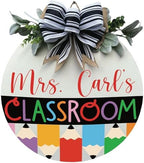 Classroom welcome sign Teacher door sign Gift for Teacher (UV47-Colored Pencils, 11'' Width) by Unknown