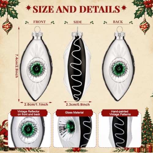12 Pcs Vintage Glass Christmas Ornament Reflector Decor, Fresh - Image 4