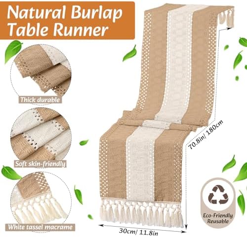 Boho Table Runner and Placemats Set, 6 Sets, Khaki B, 12x72 - Image 2