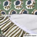 Ridhi Basil Green Floral Block Print Throw Pillow Covers 18x18 Inch - Image 3