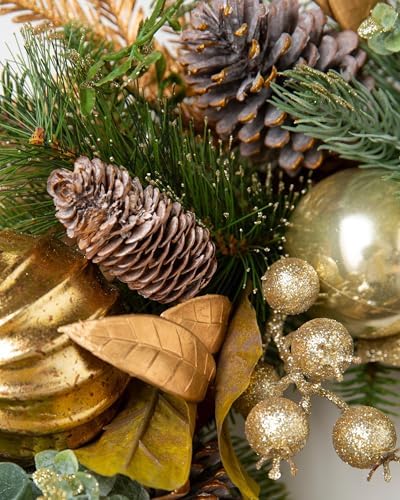 Balsam Hill | Artificial Christmas Wreath for Front Door | Un-lit Realistic Greenery | Indoor & Outdoor Christmas Decor (Gilded Forest 28") - Image 2