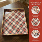 Rectangular Decorative Tray with Handles, Plastic Serving Tray for Living Room, Home Decor, Christmas，15.7" x 11.8" Red Plaid - Image 4