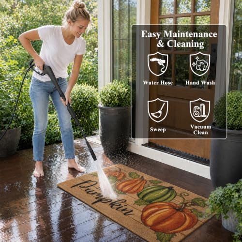 U'Artlines Fall Hello Pumpkin Low Pile Front Door Mat 24"x36" - Image 3