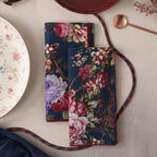 100% Cotton Printed Cloth Napkins Set of 6, 18x18 Inch Reusable Dinner Napkins, Soft Washable Floral Table Napkins for Dining, Parties & Hosting - Navy Floral - Image 3