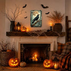 Vintage Metal Tin Sign Halloween Raven Full Moon Forest Dark Gothic Wall Art for Home Office 6×8 Inches with Metal Frame - Image 5