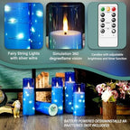 kakoya Flameless LED Candles with Timer 5 Pc Flickering Flameless Candles for Romantic Ambiance and Home Decoration Stable Acrylic Shell,with Embedded Star String，Battery Operated Candles（Blue） - Image 2