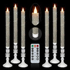 LED Flameless Taper Candles with Illuminated Holder-Glass Candle Holder - Image 4