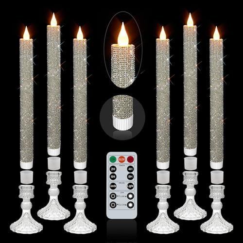 LED Flameless Taper Candles with Illuminated Holder-Glass Candle Holder - Image 4
