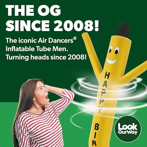 LookOurWay Air Dancers Wacky Waving Inflatable Tube Guy - 7ft Tall Inflatable Advertising Waving Dancing Man with Sky Dancer Blower - Happy Birthday - Image 2