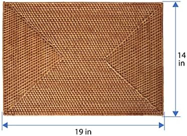 KOUBOO Rattan Placemats Set of 2 Woven Table Mats Honey-Brown Decor - Image 3