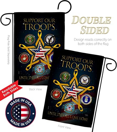 Support Our Military Troops Garden Flag - Set with Stand Armed Forces Service All Branches Honor United State American Veteran Official - House Banner Small Yard Gift Double-Sided 13 X 18.5 - Image 3