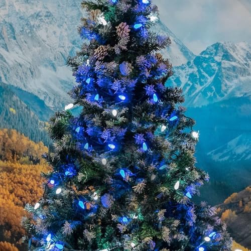 Novelty C6 70 LED Hanukkah & Christmas String Lights, Blue & Pure White - Image 4