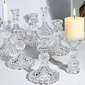 DARJEN Candlestick Holders Set,12Pcs 4" H Taper Candle Holders Bulk, Clear Glass Candle Holders for Wedding, Spring Party, Romantic Dinner, Festival & Windowsill Decor by DARJEN