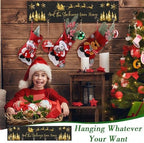 Soaoo Christmas Stocking Holder for Wall with 6 Hooks, Black, Gold - Image 5