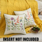 Embroidered Throw Pillow Covers 20x20 Pack of 2 Birds and Flowers - Image 4