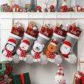 Personalized Christmas Stockings with Embroidered Name & Monogram,Custom 3D Xmas Character Stocking 3 Pack 18” Large,Santa,Snowman & Reindeer Fireplace Hanging Red Burlap Plaid Stockings(F) by Infiher