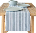 Over&Back 18x108 Woven Striped Table Runner - Washable Table Runners for a Custom Home Decor Tablescape - Coffee Table, Dinner Table, Living Room - Blue by overback