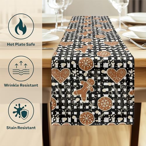 Christmas Table Runners | Gingerbread Plaid | Seasonal Table Decorations | Home Kitchen Decor | Made in The USA | Stain Resistant | 14" x 108" Long - Image 3