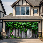 Garden Garage Door Banner 6 x 13 FT, Green Ivy Rustic Wood Fence Garage Door Cover, Botanical Greenery Floral Outdoor Garage Door Decorations, Farmhouse Nature Backdrop for Home Party Decor(Wooden planks) - Image 4