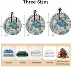 Ocean Turtle Round Storage Bag 24 Inch, Retro Coral Starfish Anchor Coastal Wood Clothes Storage Container with Handles Heavy Duty Organizer for Comforter, Bedding & Holiday Wreaths - Image 7