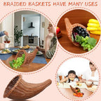 HOMSFOU Cornucopia Baskets Horn Imitation Vine Fall Thanksgiving Fruits Cornucopia Basket Snack Food Bread Horn for Christmas Table Centerpiece - Image 6