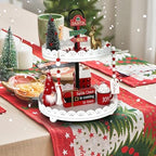 Christmas Decorations for Home Office 8 PCS Tiered Tray Decor Set - Image 5