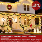 Super Long 8 Modes & Timer 18 Ft Prelit Christmas Garland for Outdoor Indoor Stair Porch 100 Warm White Lights 470 Realistic Snowy Branch Tips Red Berries Pinecone Xmas Garland Decorations Door Mantle - Image 6