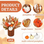 12.4" Fall Centerpieces for Tables 2PCS Thanksgiving Decor with Pumpkin - Image 3