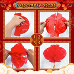 23Pcs Chinese Decorations for Party with 2 3D Dragons & 20 Red Lanterns - Image 4
