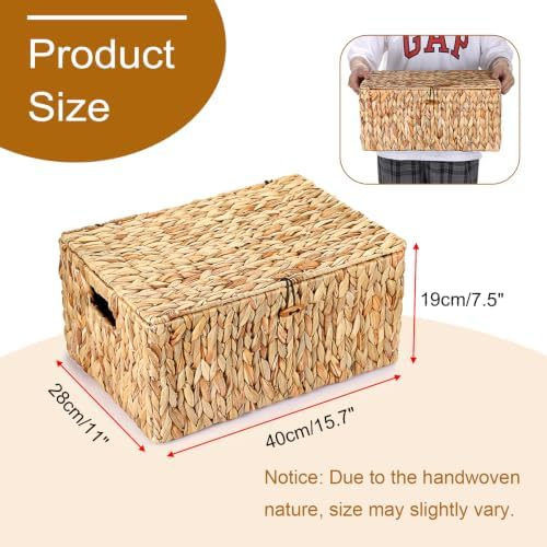 Hipiwe Wicker Storage Baskets with Lid, Large Water Hyacinth Lidded Baskets - Image 4